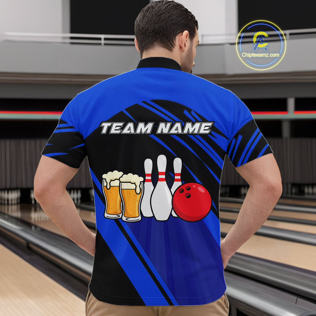 Funny Beer Bowling Shirts Blue Bowling Jersey for Team Women Men Bowl League MBL261