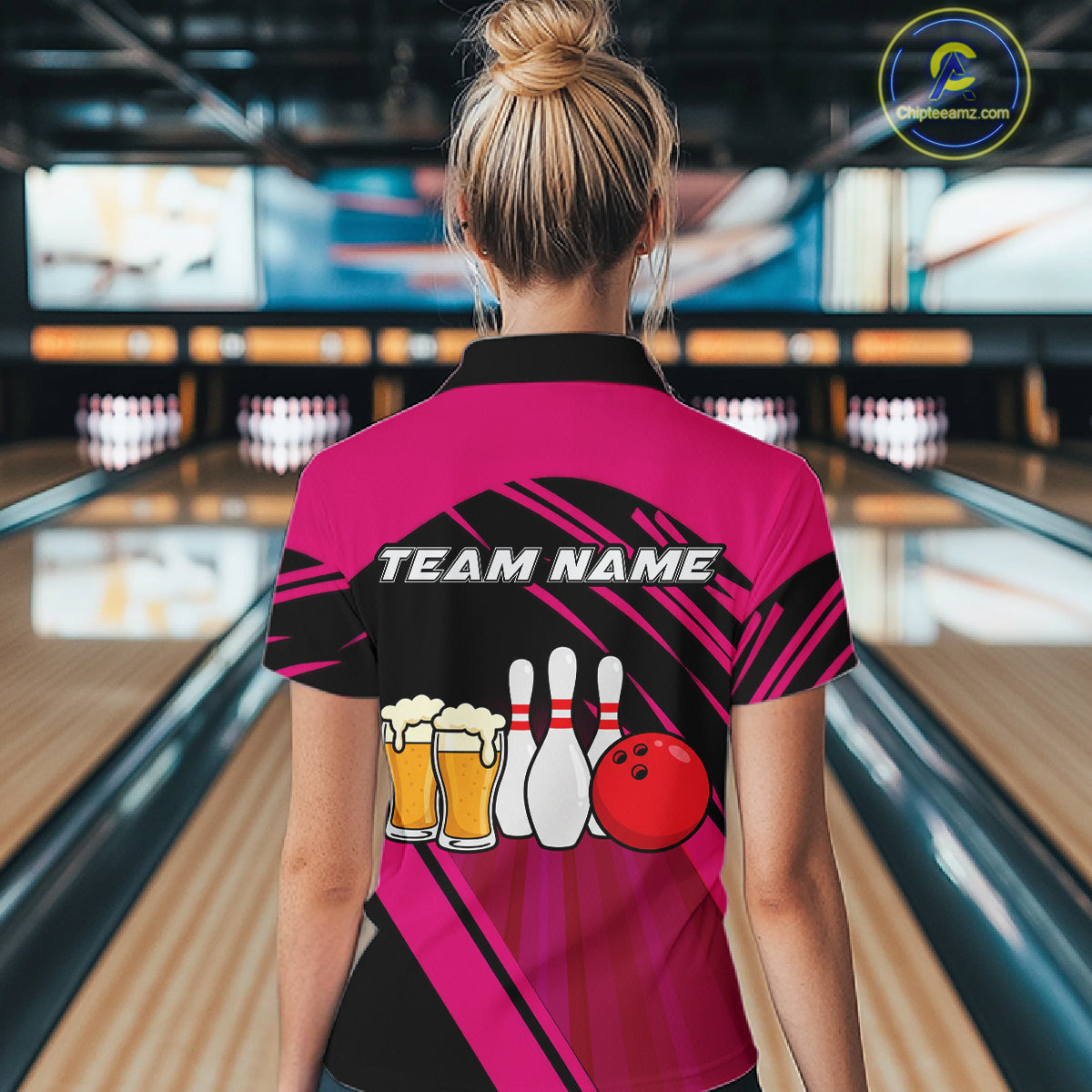 Funny Beer Bowling Shirts Pink Bowling Jersey for Team Women Men Bowl League MBL261