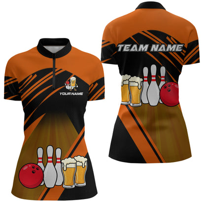 Funny Beer Bowling Shirts Orange Bowling Jersey for Team Women Men Bowl League MBL261
