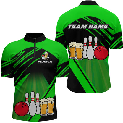 Funny Beer Bowling Shirts Green Bowling Jersey for Team Women Men Bowl League MBL261