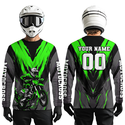 Custom Green Motocross Racing Jersey for Men Women Kid Dirt Bike Shirts Riding Shirt XM443