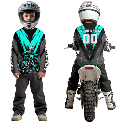 Custom Turquoise Motocross Racing Jersey for Men Women Kid Dirt Bike Shirts Riding Shirt XM443