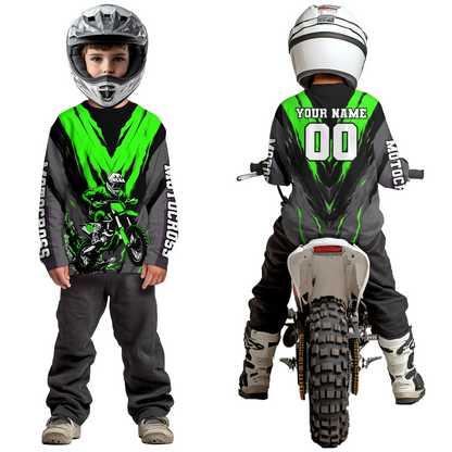 Custom Green Motocross Racing Jersey for Men Women Kid Dirt Bike Shirts Riding Shirt XM443