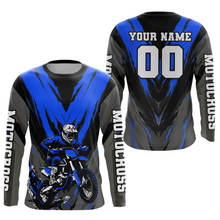 Load image into Gallery viewer, Custom Blue Motocross Racing Jersey for Men Women Kid Dirt Bike Shirts Riding Shirt XM443