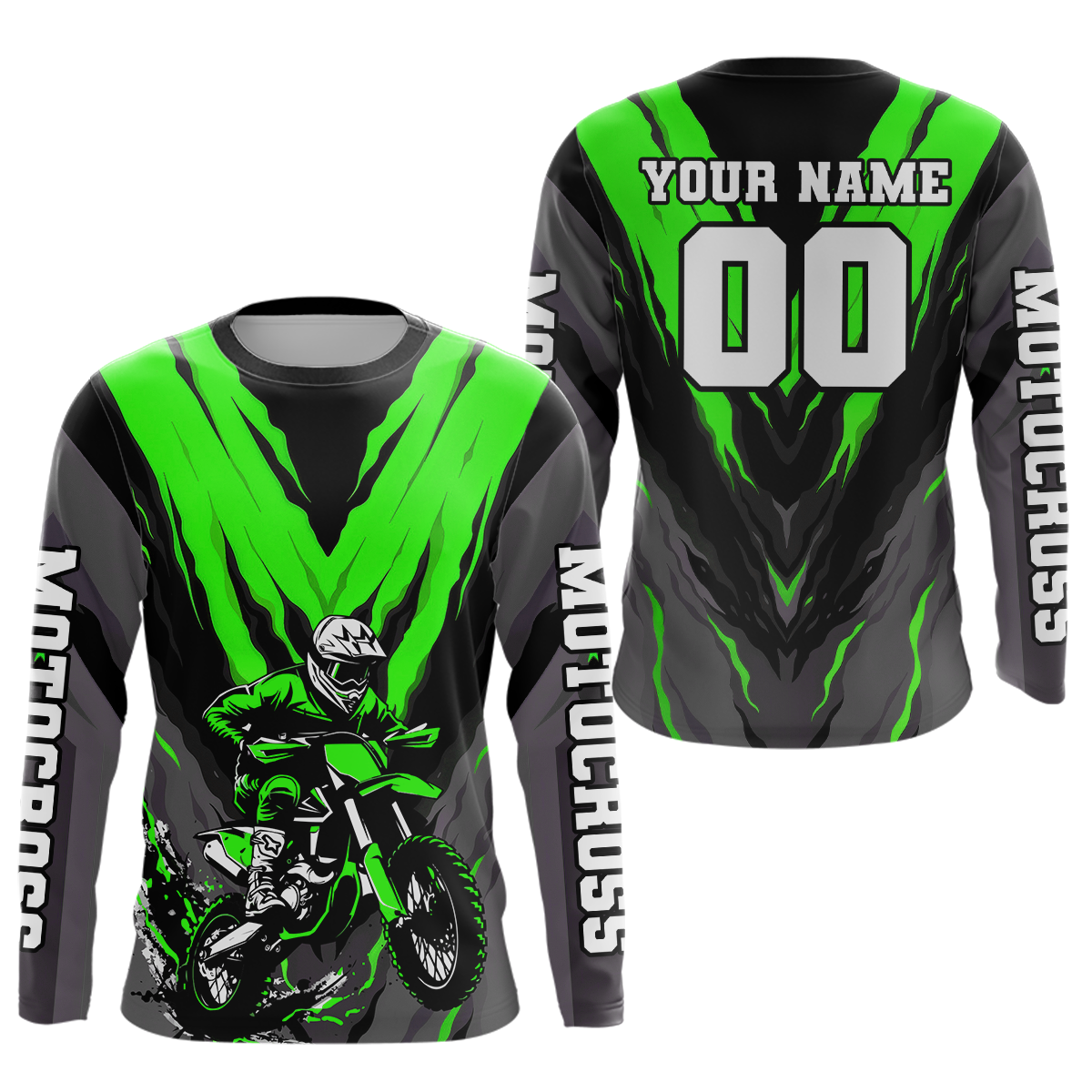Custom Green Motocross Racing Jersey for Men Women Kid Dirt Bike Shirts Riding Shirt XM443