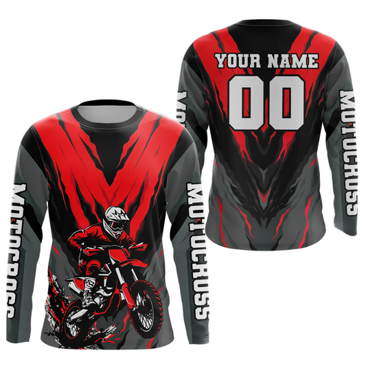 Custom Red Motocross Racing Jersey for Men Women Kid Dirt Bike Shirts Riding Shirt XM443