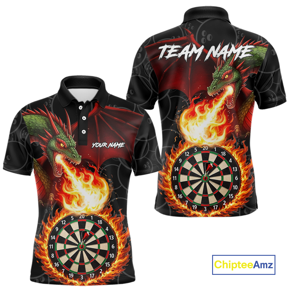 Custom Flame Dragon Darts Shirt for Men Darts Team Jerseys Dartboard Shirt Dart League NNT264