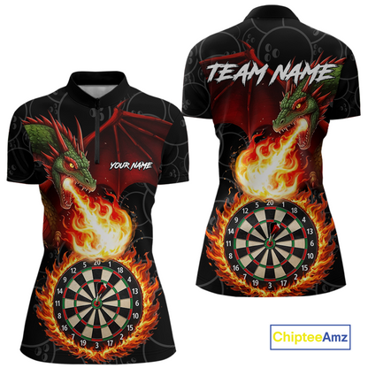 Custom Flame Dragon Darts Shirt for Women Darts Team Jerseys Dartboard Shirt Dart League NNT264