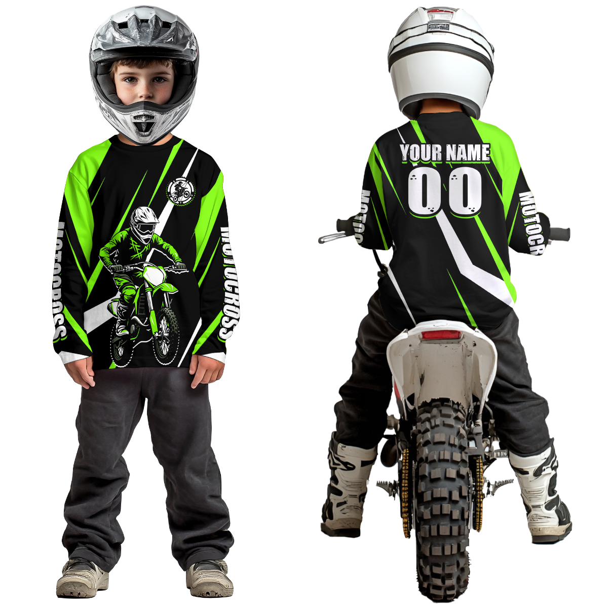 Green Custom Motocross Racing Jersey Men Women Kid Dirt Bike Motorcycle Riding Shirt XM454