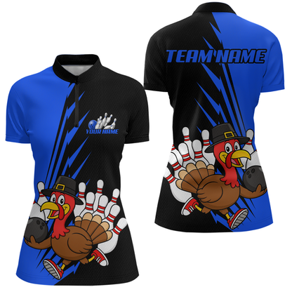 Blue Turkey Bowling Shirts for Women Men Team Custom Bowling Jerseys Thanksgiving MBL180