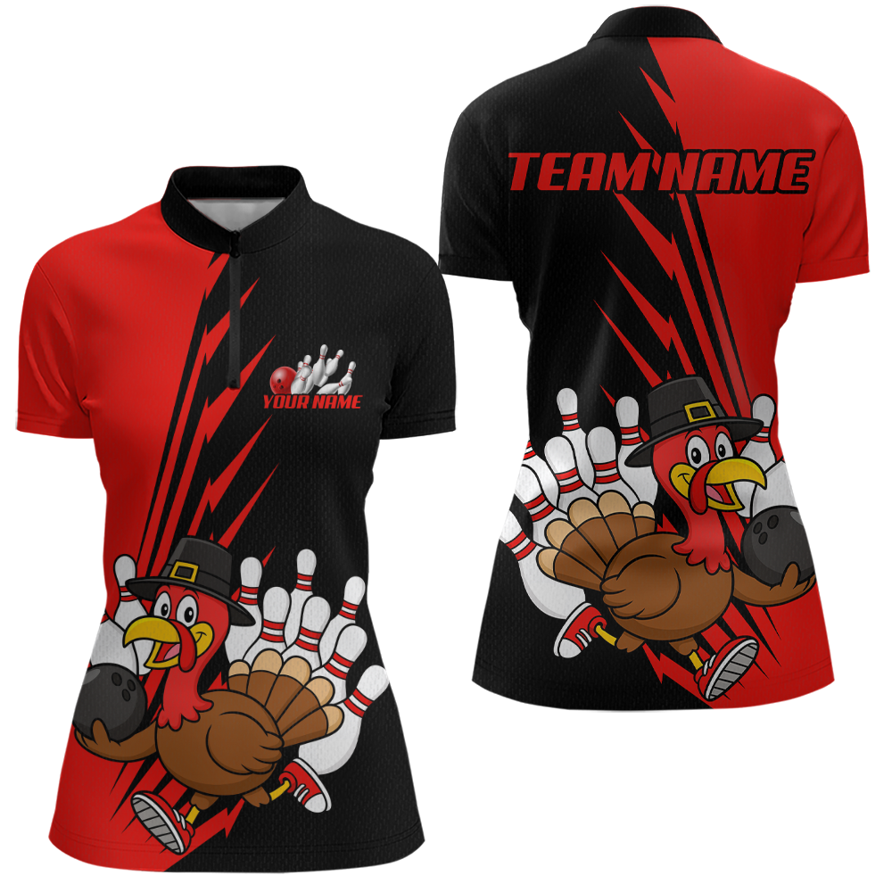 Red Turkey Bowling Shirts for Women Men Team Custom Bowling Jerseys Thanksgiving MBL180
