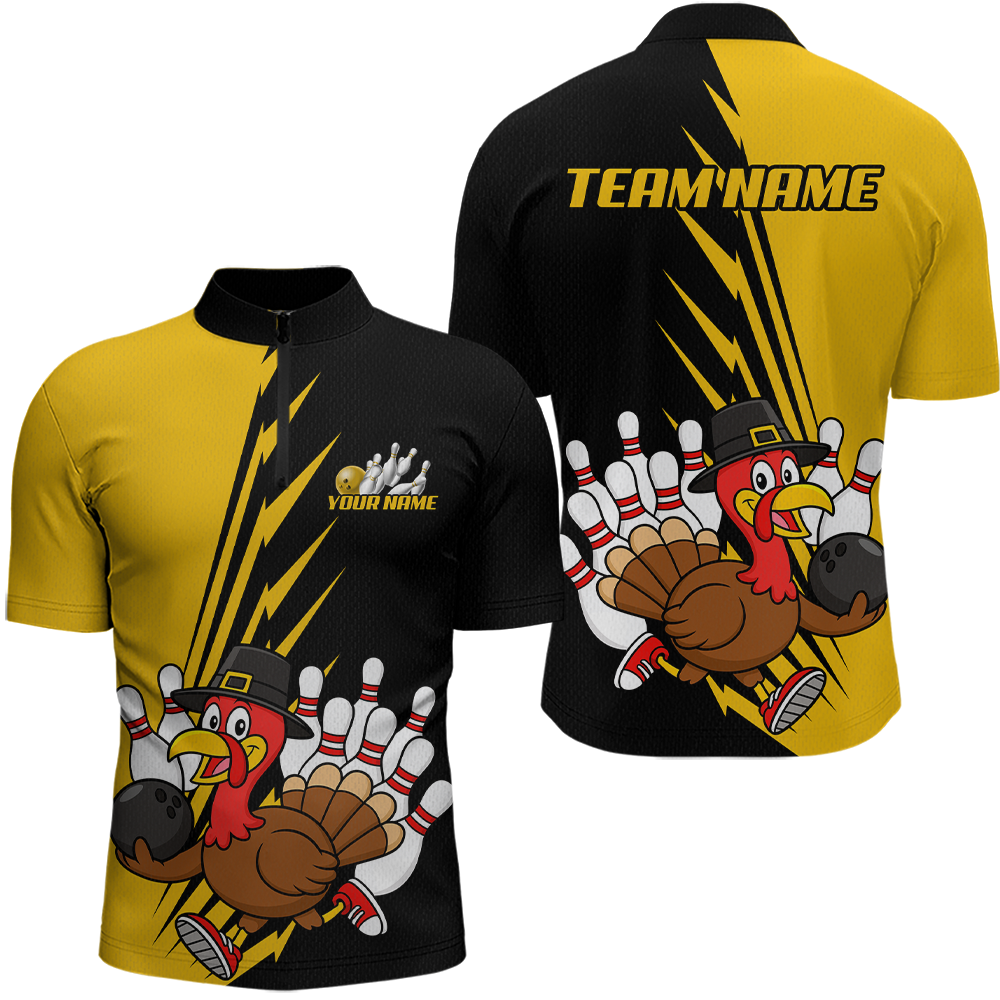 Yellow Turkey Bowling Shirts for Women Men Team Custom Bowling Jerseys Thanksgiving MBL180