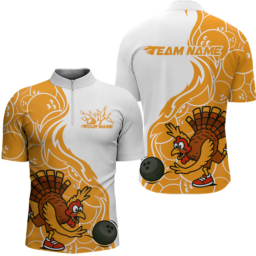 Custom Yellow Turkey Bowling Shirts for Women Men Team Bowling Jerseys Thanksgiving MBL181