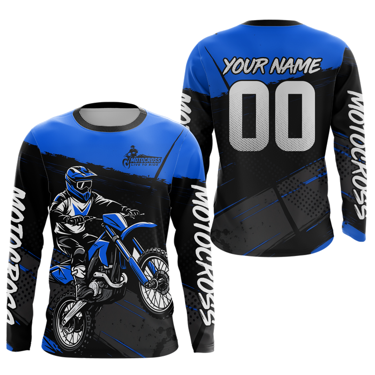 Blue Motocross Jersey for Men Women Kid Dirt Bike Shirts Custom Off road Riding Shirt XM463