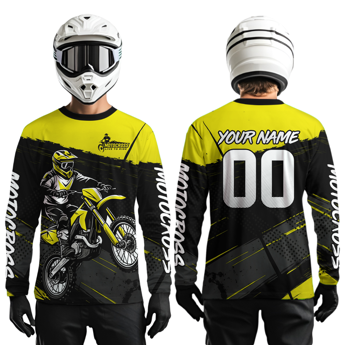 Yellow Motocross Jersey for Men Women Kid Dirt Bike Shirts Custom Off road Riding Shirt XM463