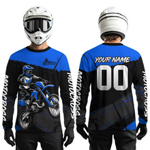 Load image into Gallery viewer, Blue Motocross Jersey for Men Women Kid Dirt Bike Shirts Custom Off road Riding Shirt XM463