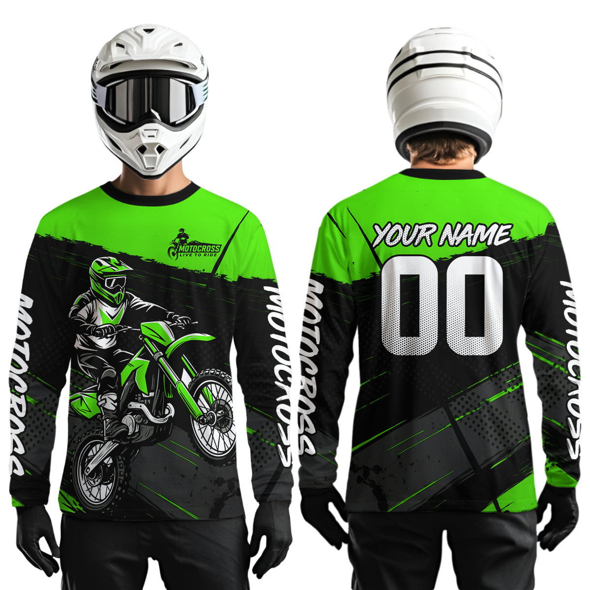 Green Motocross Jersey for Men Women Kid Dirt Bike Shirts Custom Off road Riding Shirt XM463