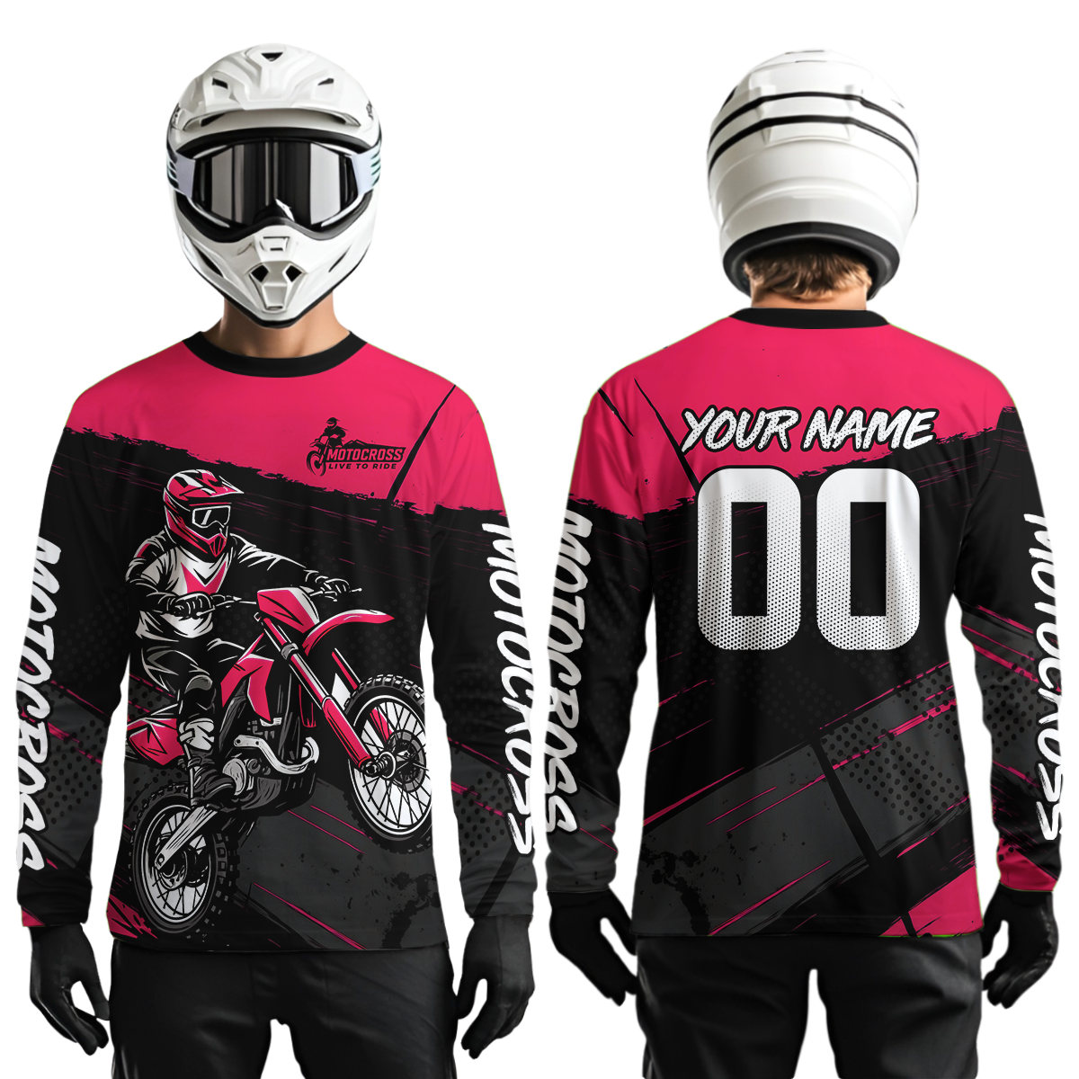 Pink Motocross Jersey for Men Women Kid Dirt Bike Shirts Custom Off road Riding Shirt XM463