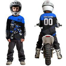 Load image into Gallery viewer, Blue Motocross Jersey for Men Women Kid Dirt Bike Shirts Custom Off road Riding Shirt XM463
