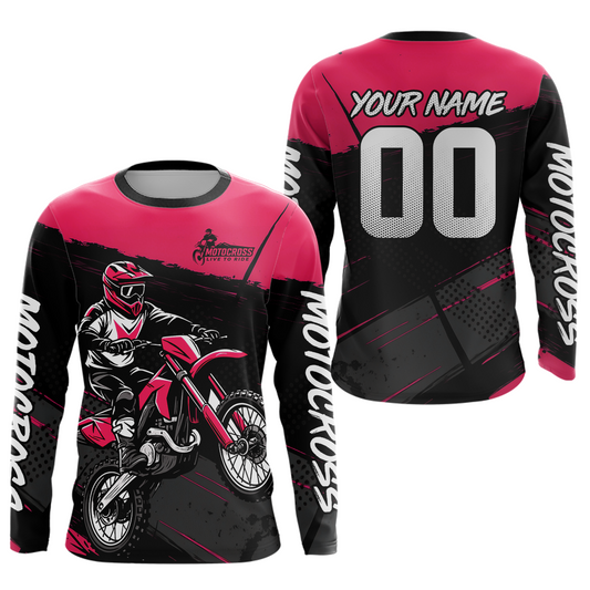 Pink Motocross Jersey for Men Women Kid Dirt Bike Shirts Custom Off road Riding Shirt XM463