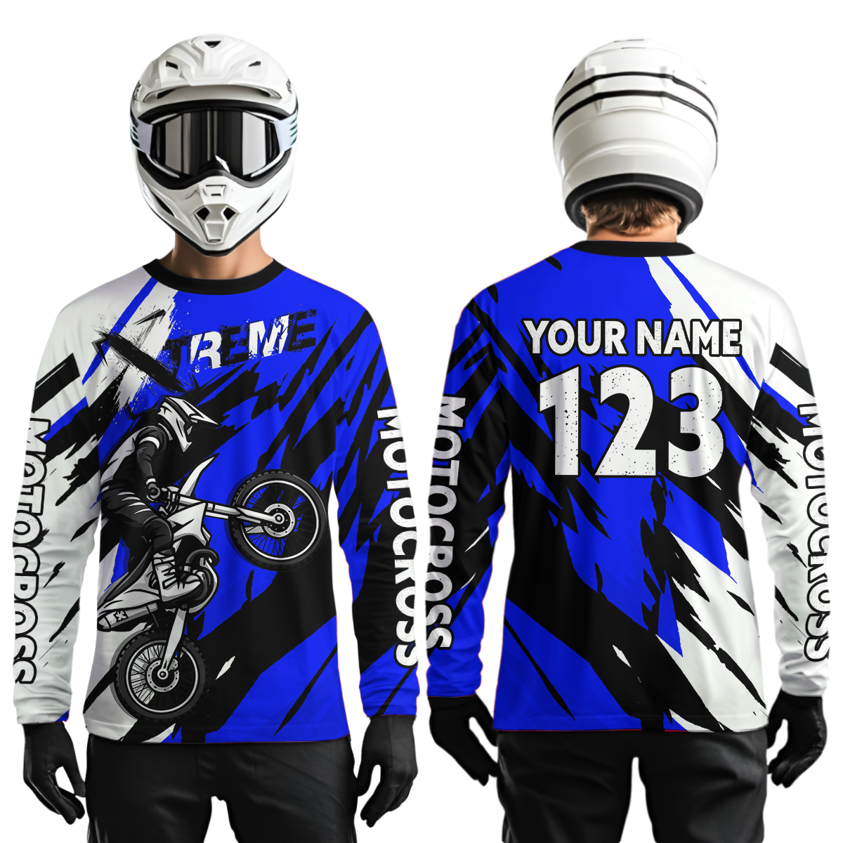 Custom Blue Motocross Racing Jersey Custom Women Kid Men Dirt Bike Off road Shirt XM472
