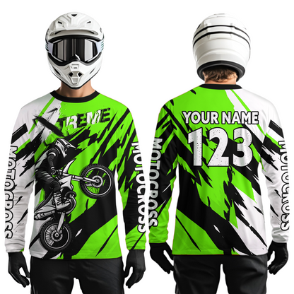 Custom Green Motocross Racing Jersey Custom Women Kid Men Dirt Bike Off road Shirt XM472
