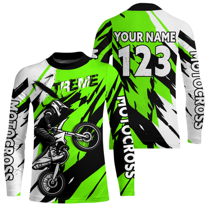 Custom Green Motocross Racing Jersey Custom Women Kid Men Dirt Bike Off road Shirt XM472