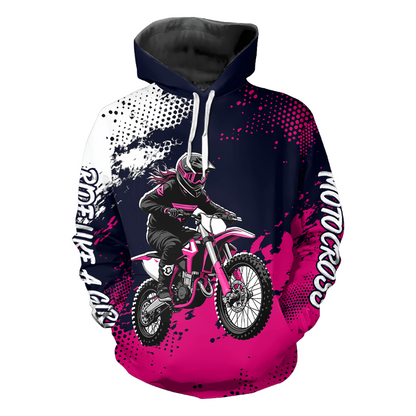 Pink Motocross Hoodie Custom for Women Men Adult Dirt Bike Racing Hoodie Shirt MH477