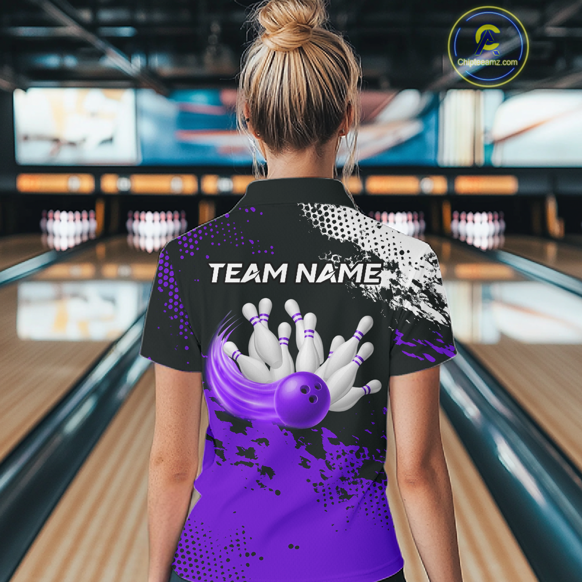 Purple Custom Bowling Shirts for Women Men Bowling Jersey Polo&1/4 Zip Shirt for Team MBL224