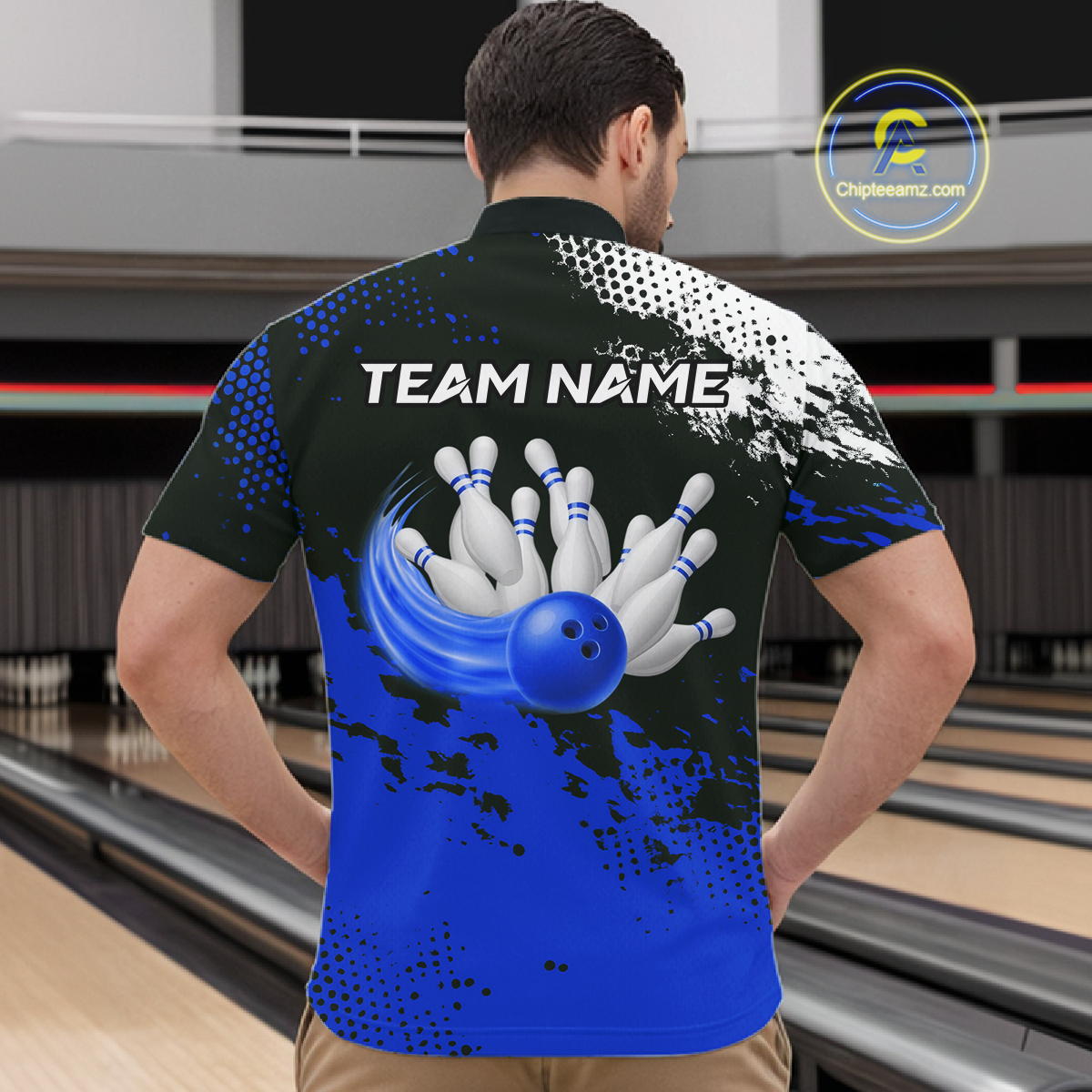 Blue Custom Bowling Shirts for Women Men Bowling Jersey Polo&1/4 Zip Shirt for Team MBL224