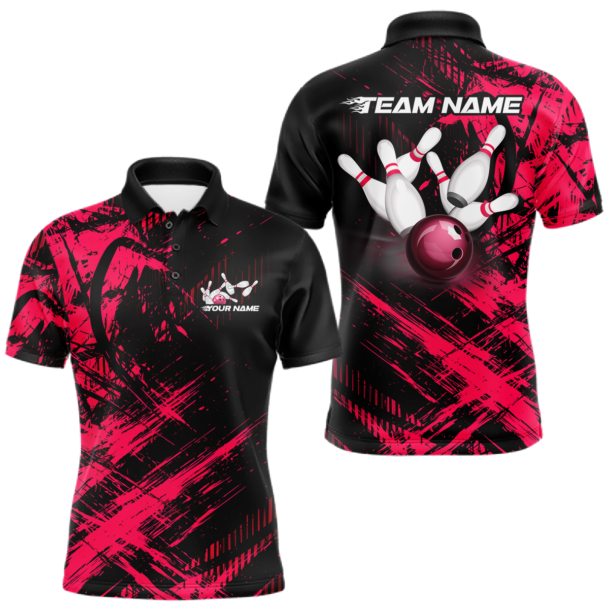 Custom Pink Bowling Shirts for Team Women Men Bowling Polo&1/4 Zip Shirt for Couple MBL233