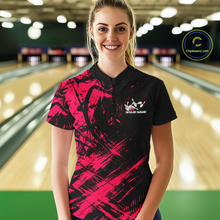 Load image into Gallery viewer, Custom Pink Bowling Shirts for Team Women Men Bowling Polo&amp;1/4 Zip Shirt for Couple MBL233