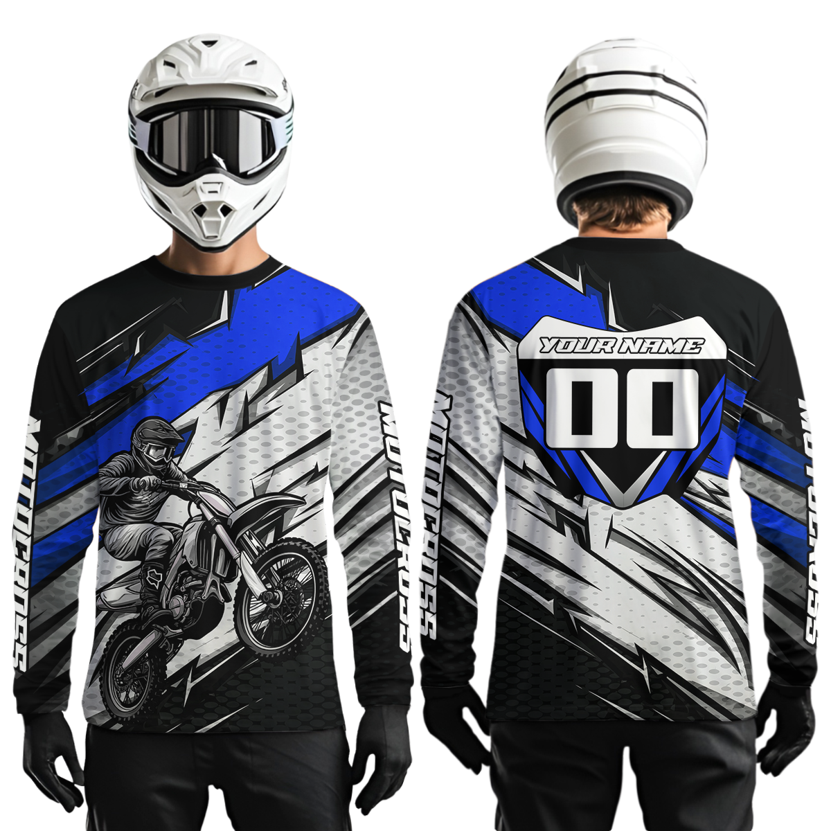 Blue Motocross Jersey for Men Kid Women Dirt Bike Jersey Youth Motorcycle Riding Shirt XM487