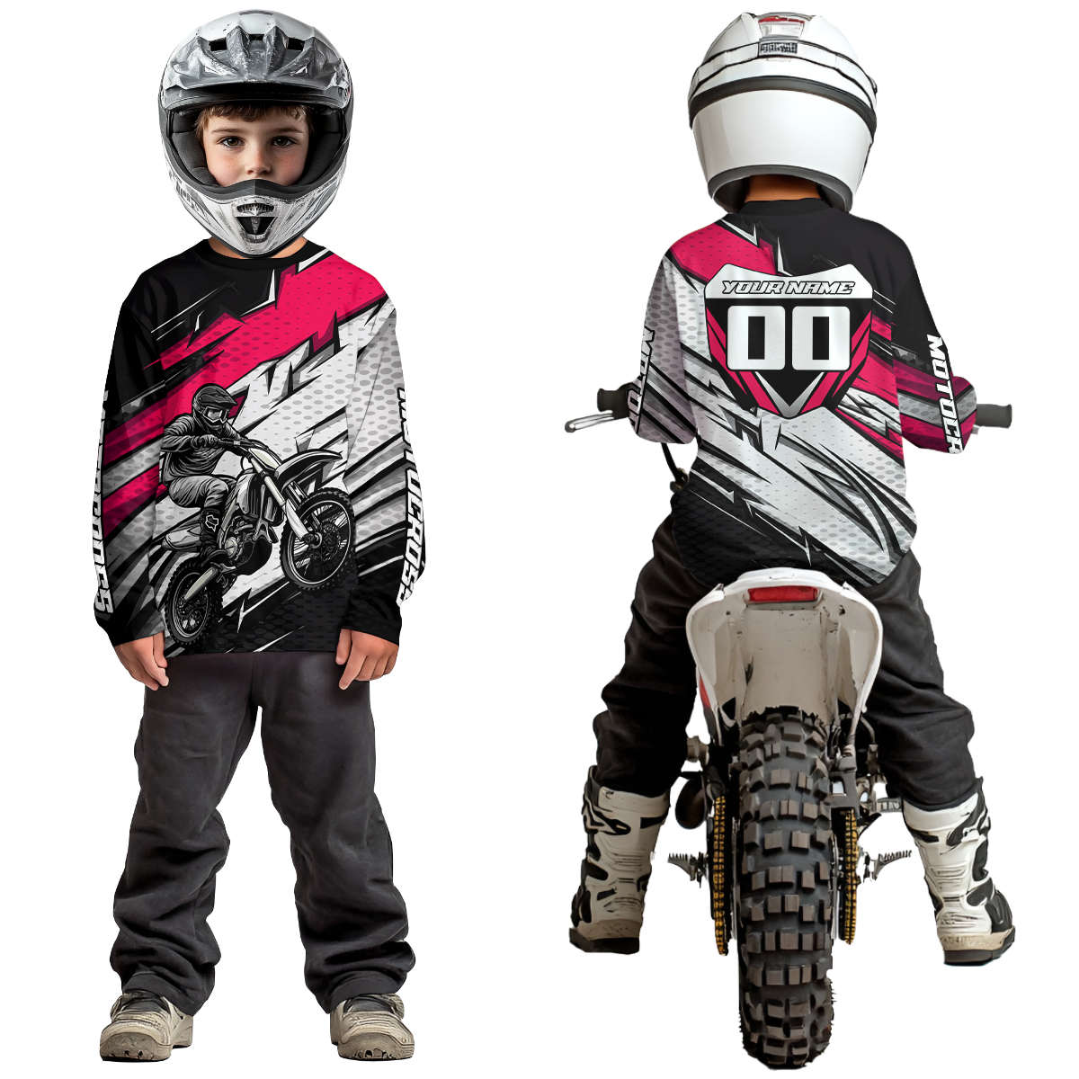 Pink Motocross Jersey for Men Kid Women Dirt Bike Jersey Youth Motorcycle Riding Shirt XM487