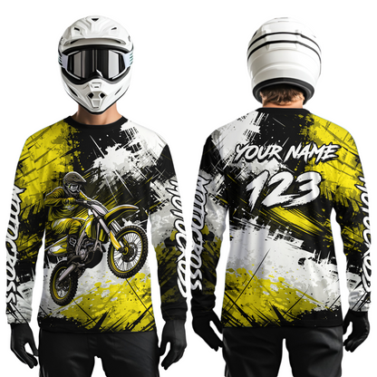 Custom Yellow Motocross Jersey for Kid Adult Dirt Bike Shirts Men Women Riding Shirt XM491