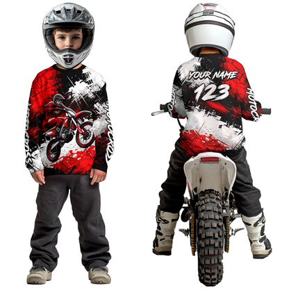 Custom Red Motocross Jersey for Kid Adult Dirt Bike Shirts Men Women Riding Shirt XM491