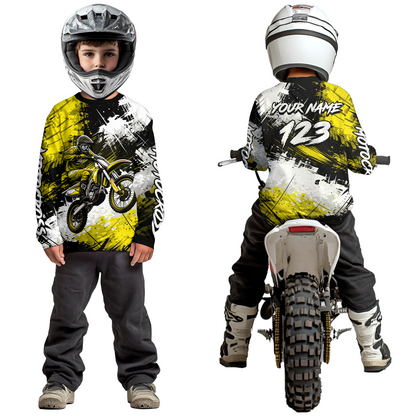 Custom Yellow Motocross Jersey for Kid Adult Dirt Bike Shirts Men Women Riding Shirt XM491