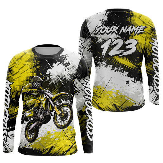 Custom Yellow Motocross Jersey for Kid Adult Dirt Bike Shirts Men Women Riding Shirt XM491