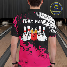 Load image into Gallery viewer, Pink Funny Beer Bowling Shirts for Team Women Men Bowling Polo&amp;1/4 Zip Bowl League MBL254
