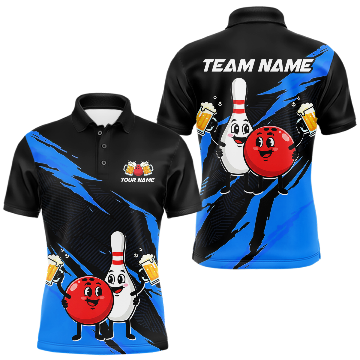 Blue Funny Beer Bowling Shirts Beer Bowling Jersey Team Women Men Bowl League MBL258