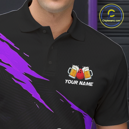 Purple Funny Beer Bowling Shirts Beer Bowling Jersey Team Women Men Bowl League MBL258