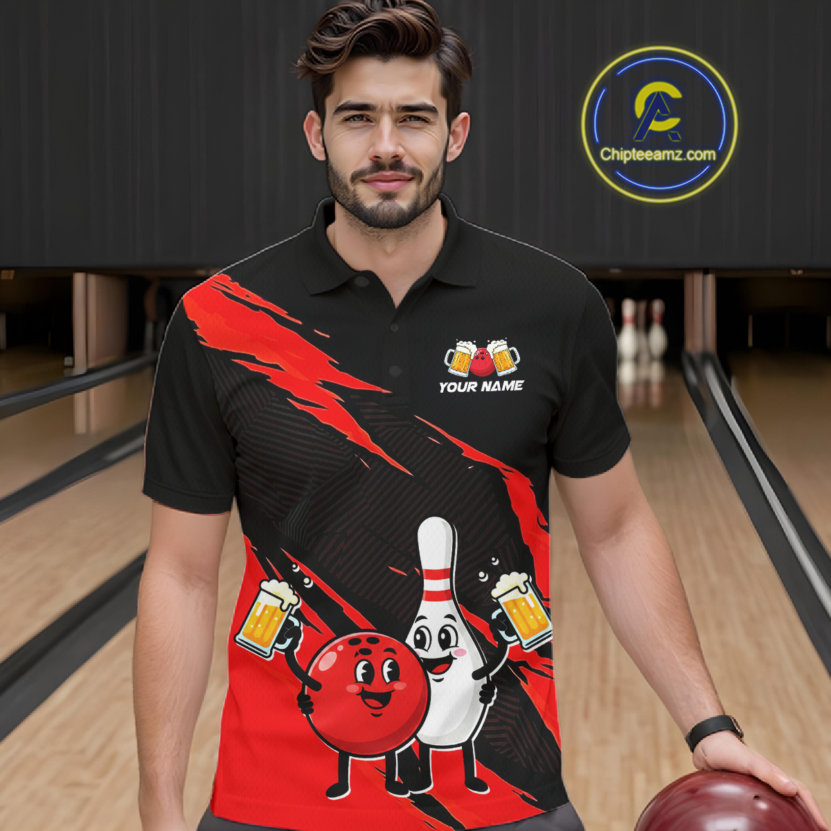 Red Funny Beer Bowling Shirts Beer Bowling Jersey Team Women Men Bowl League MBL258