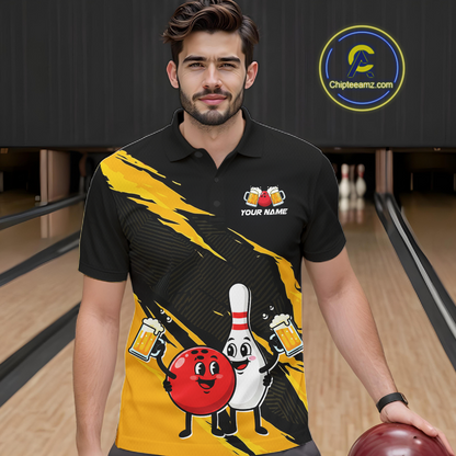 Yellow Funny Beer Bowling Shirts Beer Bowling Jersey Team Women Men Bowl League MBL258