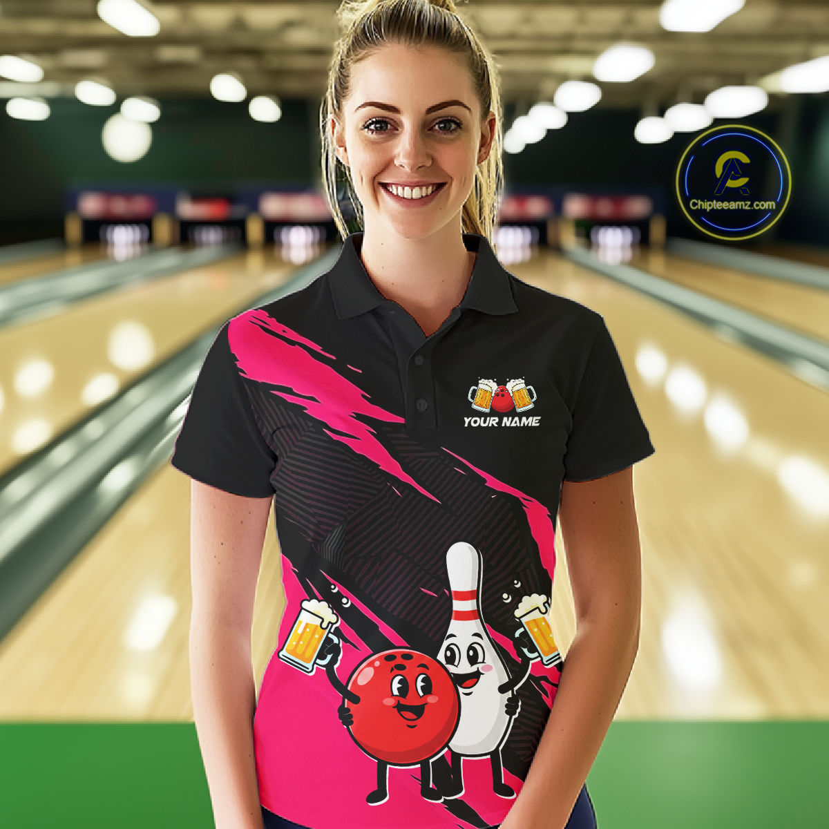 Pink Funny Beer Bowling Shirts Beer Bowling Jersey Team Women Men Bowl League MBL258