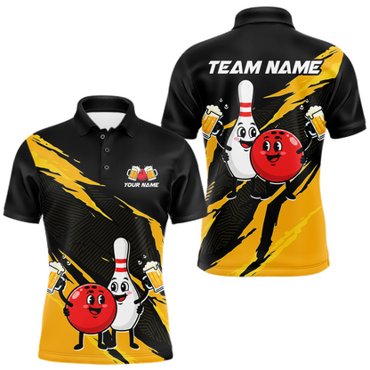 Yellow Funny Beer Bowling Shirts Beer Bowling Jersey Team Women Men Bowl League MBL258