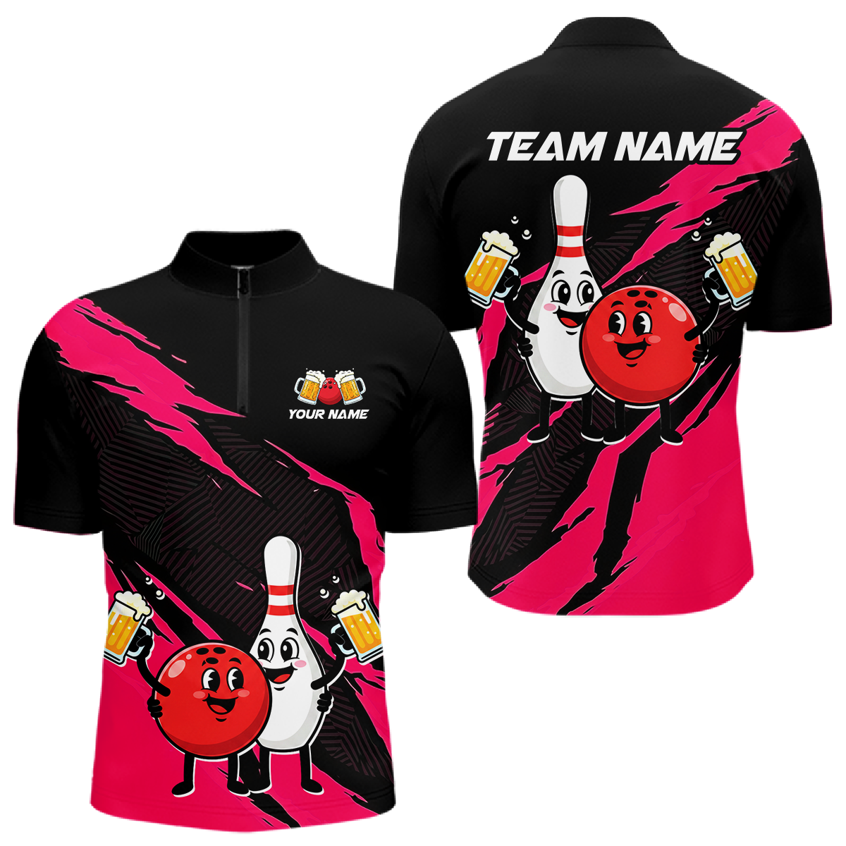 Pink Funny Beer Bowling Shirts Beer Bowling Jersey Team Women Men Bowl League MBL258