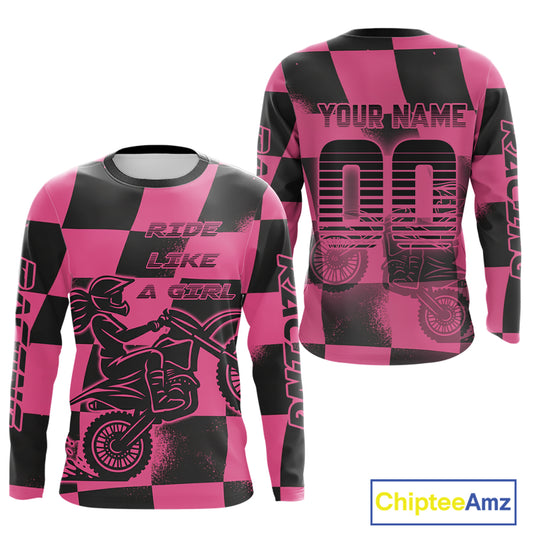 Pink Motocross Jersey for Women Kid Girl Custom Dirt Bike Shirts Motorcycle Racing Shirt XM431