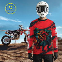 Load image into Gallery viewer, Dinosaur Motocross Jersey Custom Men Women Kid Dirt Bike Shirts Red Motorcycle Shirt XM437