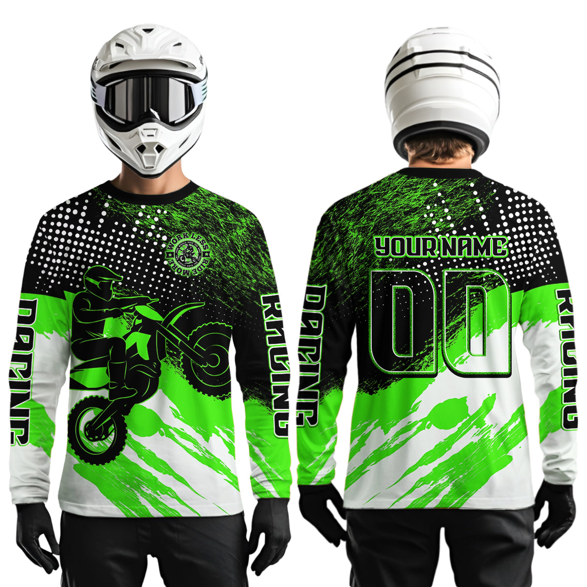 Custom Green Motocross Racing Jersey for Men Women Kid Dirt Bike Shirts Riding Shirt XM445