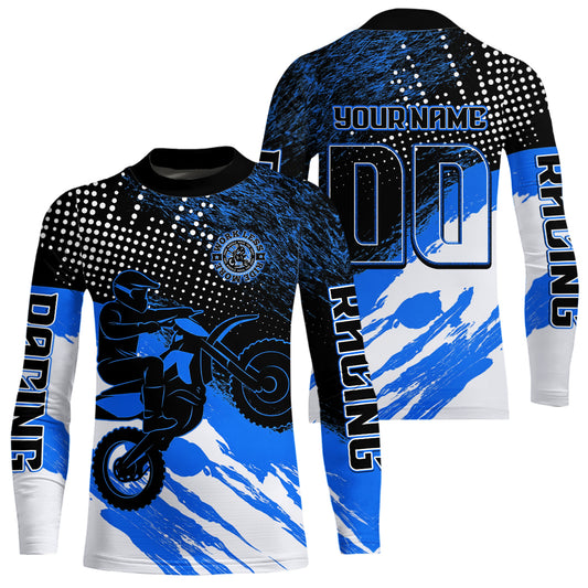 Custom Blue Motocross Racing Jersey for Men Women Kid Dirt Bike Shirts Riding Shirt XM445